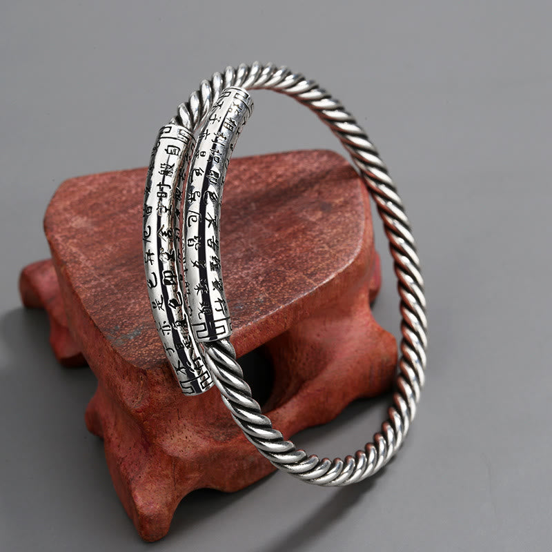 Braccialetto con motivo a forma di cuore intrecciato Buddha Stones e sutra retrò