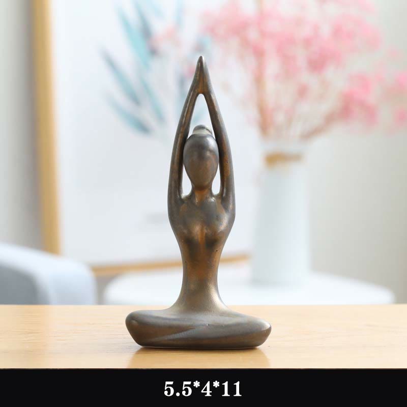 Astratto Yoga Meditazione Esercizio Ceramica Spirituale Figurina Scultura Decorazione - Oro - Allungare le mani - image 12