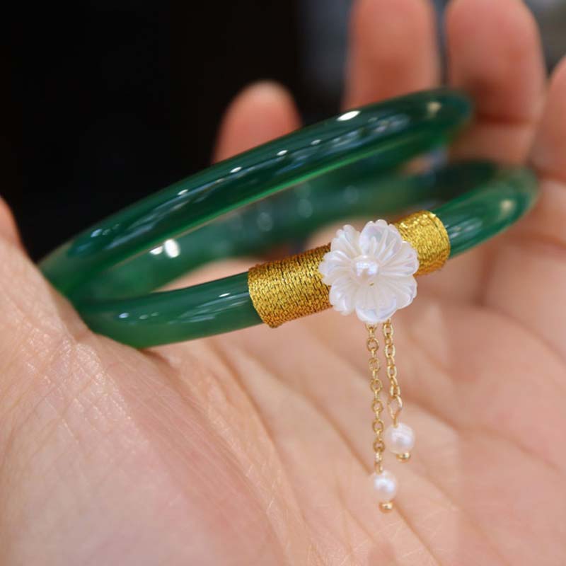 Braccialetto di successo in giada bianca ciano naturale Buddha Stones - image 2