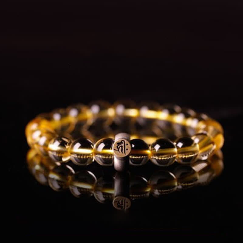 Braccialetto di protezione in argento sterling 925 con zodiaco cinese e Buddha natale in citrino