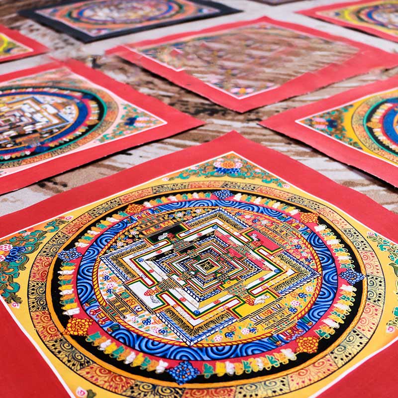 Pittura tibetana fatta a mano Thangka Mandala Blind Box Motivo colore casuale