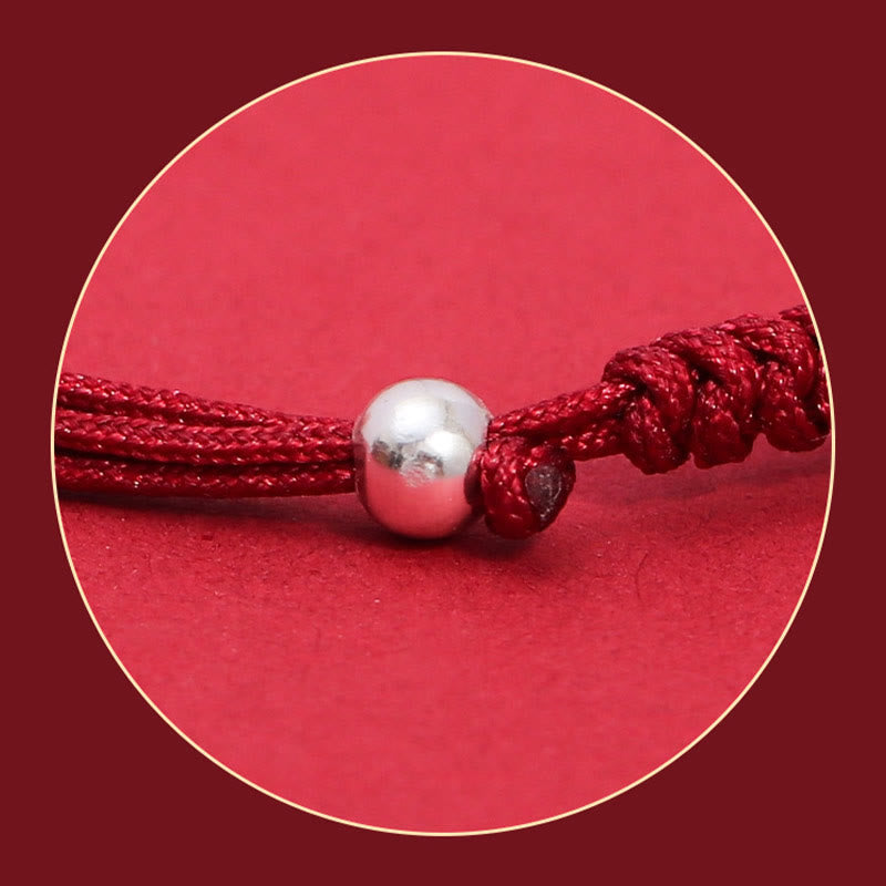 Bracciale intrecciato Buddha Stones 999 Sterling Silver PiXiu Strawberry Quartz Bead Wealth Luck