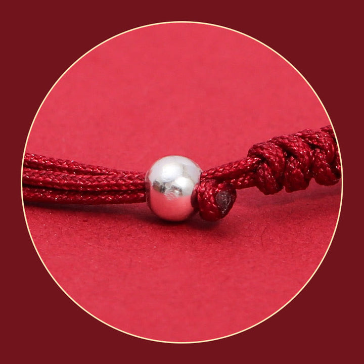 Bracciale intrecciato Buddha Stones 999 Sterling Silver PiXiu Strawberry Quartz Bead Wealth Luck