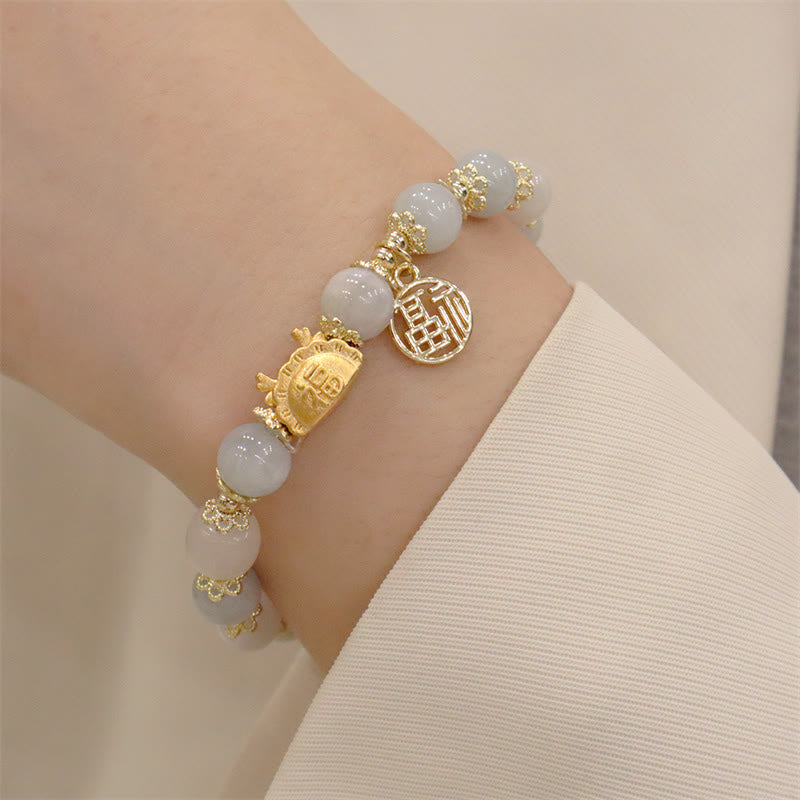 Buddha Stones Anno del Drago Agata Rossa Quarzo Fragola Ossidiana Nera Giada Granato Perla Cinabro Drago Gnocco Fortuna Fu Bracciale Personaggio - image 21