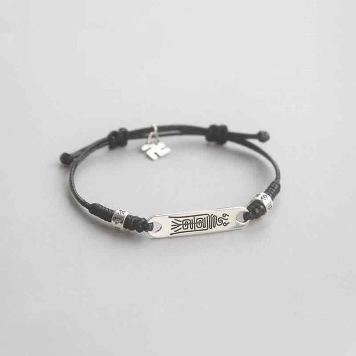 Braccialetto Buddha Stones 925 Sterling Silver Red String Luck Strength Treccia