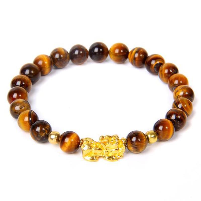 Bracciale della ricchezza in ossidiana Pixiu fortunata con Buddha Stones FengShui