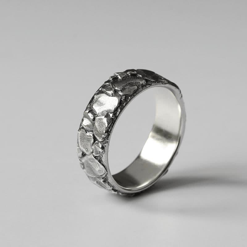 Anello in rame con motivo a roccia Buddha Stones e benedizione della fortuna