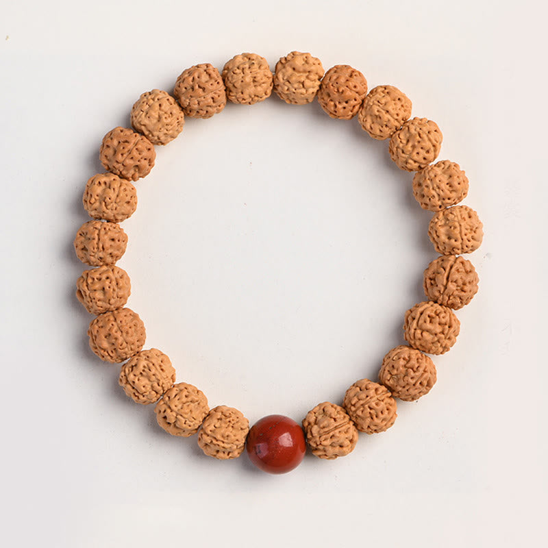 Buddha Stones Tibet Rudraksha Bodhi Seme Ricchezza Auspicio Bracciale - Rodocrosite - image 11