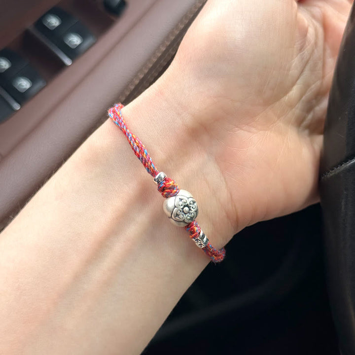 Bracciale intrecciato multicolore Buddha Stones in argento sterling 999 Persimmon Luck
