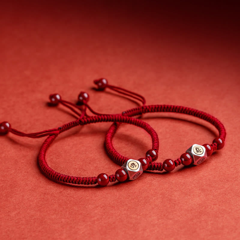 Bracciale Buddha Stones 925 Sterling Silver Zodiaco Cinese Buddha Natale Cinabro Calma