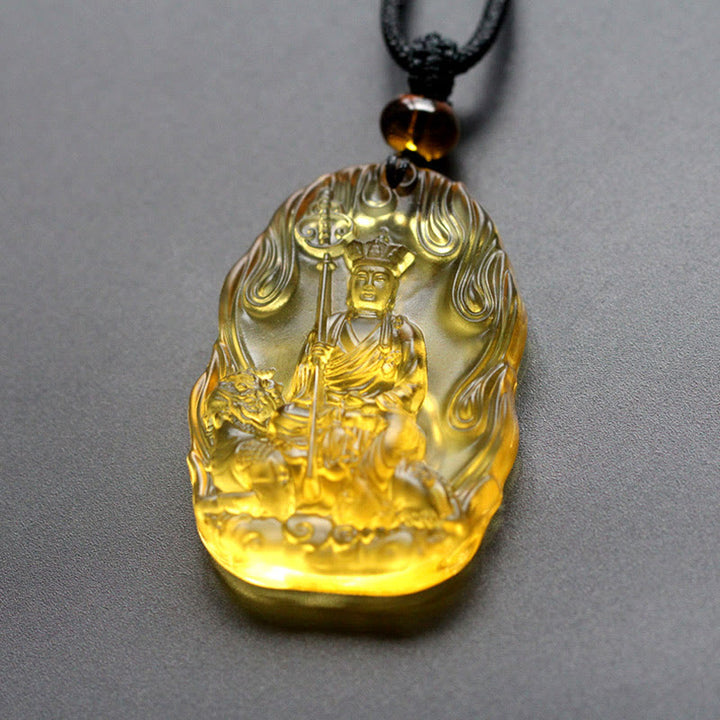 Buddha Stones Collana con ciondolo amuleto della serenità di cristallo Buddha Ksitigarbha Liuli