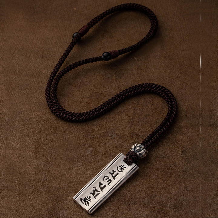 Collana con ciondolo in argento sterling 999 con Buddha Stones, Om Mani Padme Hum, inciso con loto e saggezza - image 15