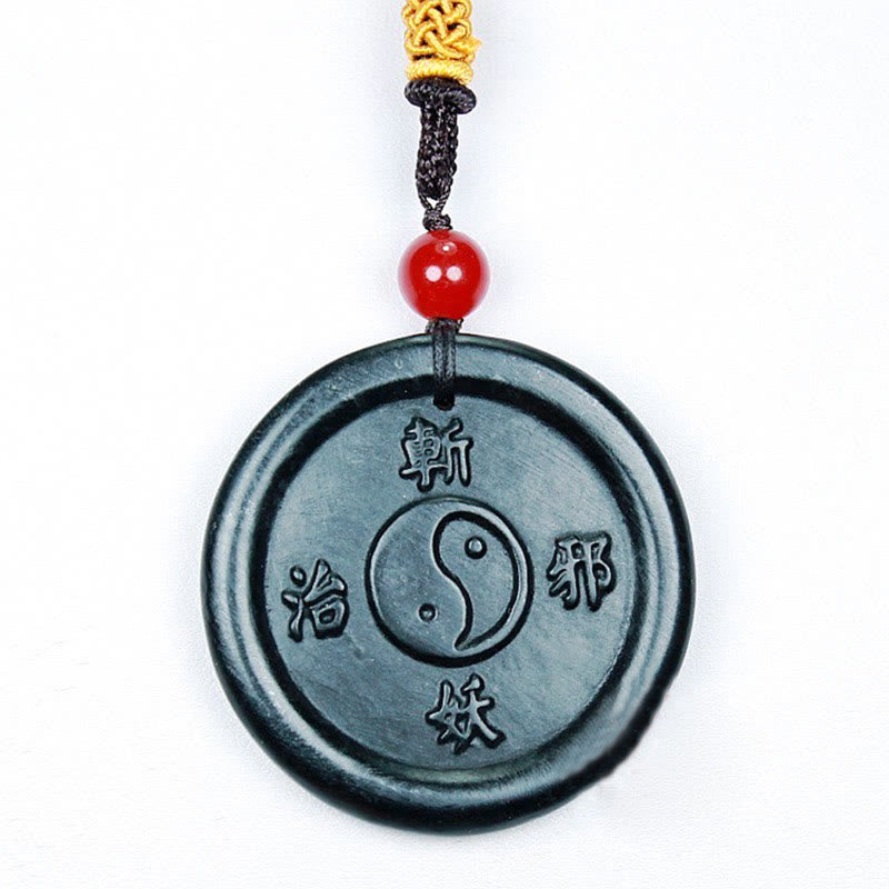 Buddha Stones Collana con ciondolo naturale Hetian Ciano Giada Yin Yang Fortuna Armonia - image 5