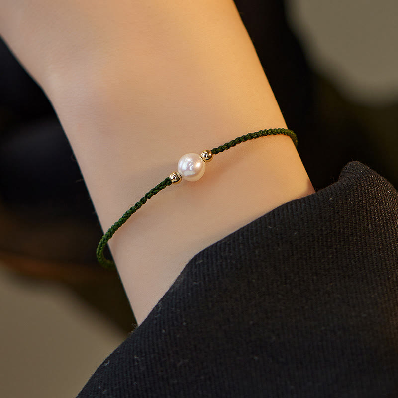 Braccialetto con treccia di perle naturali Buddha Stones Luck String