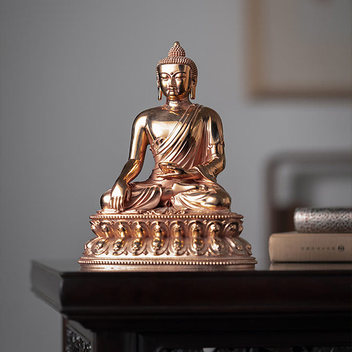 Statua di Buddha Gautama Shakyamuni in rame, decorazione per la casa