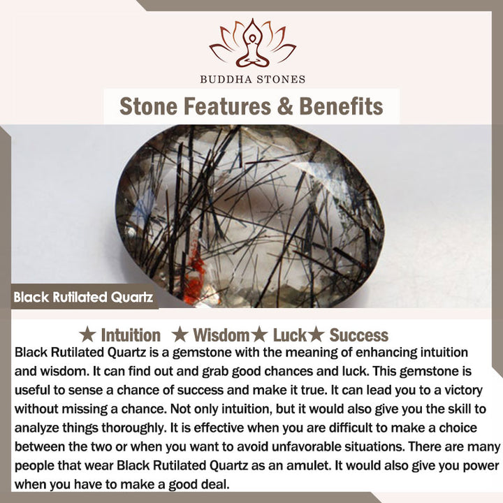 Braccialetto di coppia della saggezza del rame del legno di ebano del quarzo rutilato nero Buddha Stones