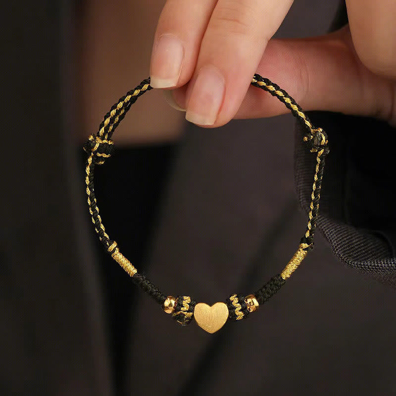Bracciale intrecciato con nodo King Kong, fatto a mano, con cuore d'amore, Buddha Stones Tibet