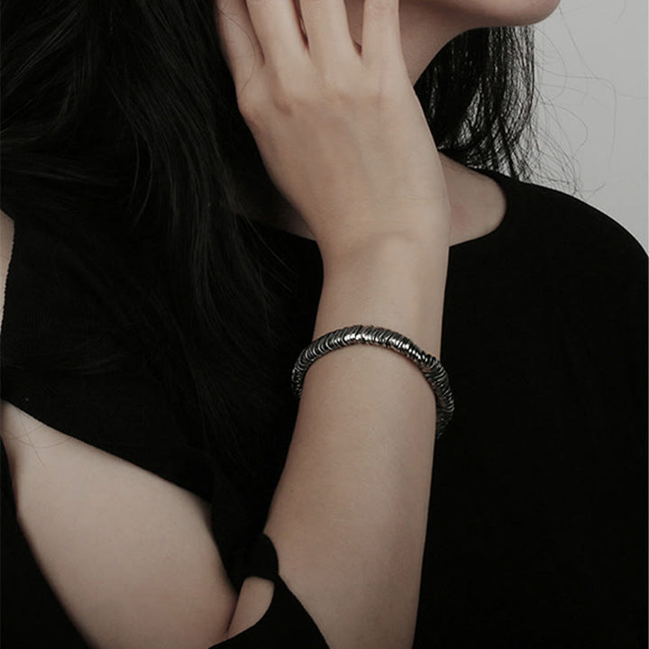 Bracciale a catena con design intrecciato vintage in argento sterling 925 Buddha Stones, per la guarigione della ricchezza