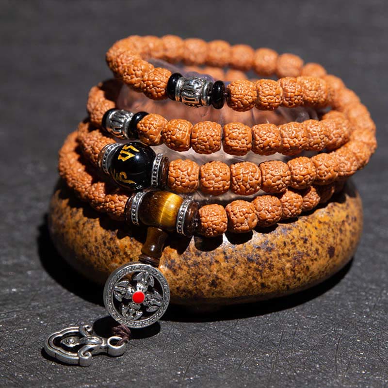 Tibet 108 Mala Beads Rudraksha Bodhi Seed Zodiaco Cinese Natale Buddha Ricchezza Braccialetto Charm