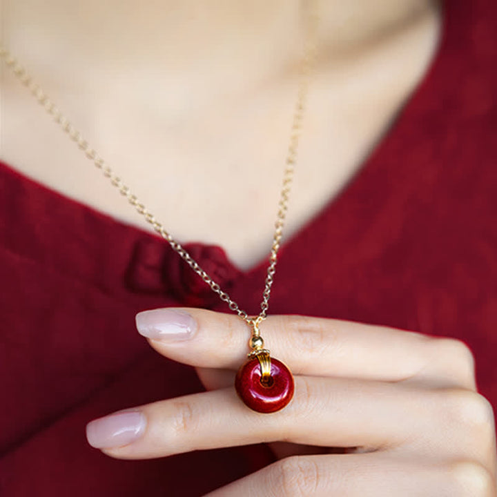 Collana con ciondolo con fibbia della pace , Buddha Stones, cinabro, benedizione e calma