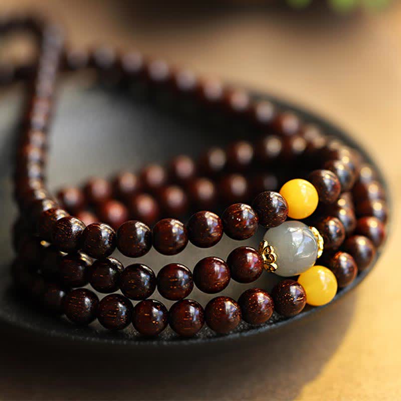 Bracciale Buddha Stones 925 Sterling Silver Indiano Foglia Piccola Sandalo Rosso Hetian Giada Grigia Ambra Stella d'Oro