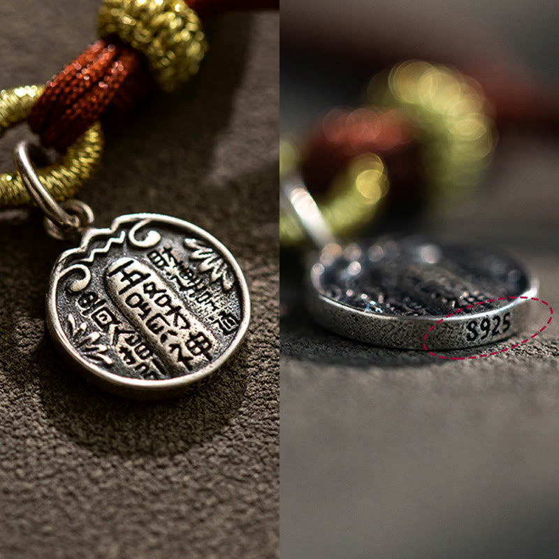 Braccialetto intrecciato in corda con cinque direzioni in argento sterling 925 fatto a mano con Buddha Stones, divinità della ricchezza, fortuna e protezione
