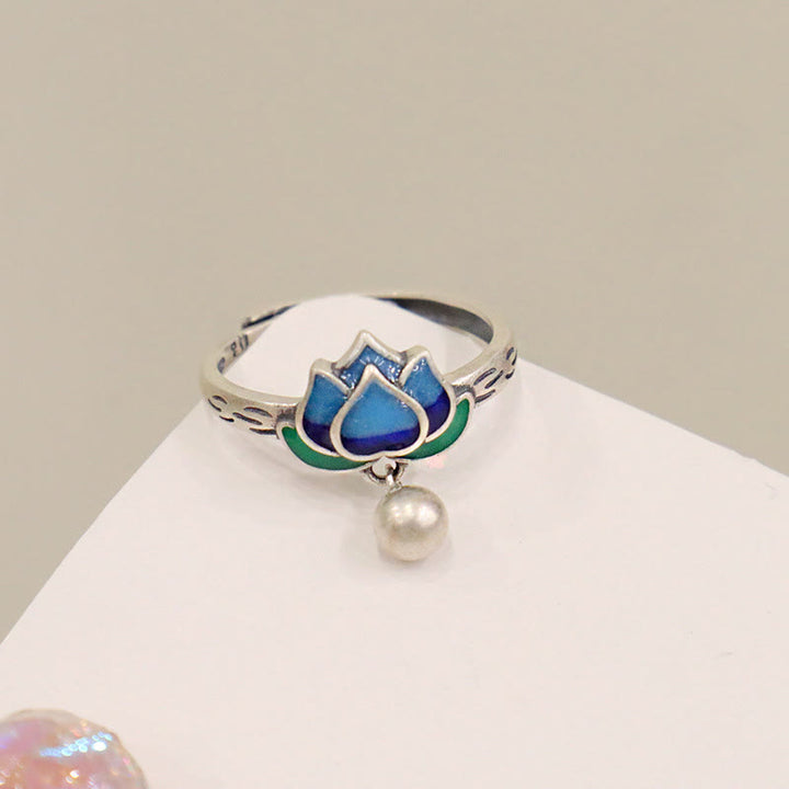 Anello dell'illuminazione con motivo a fiore di loto Buddha Stones