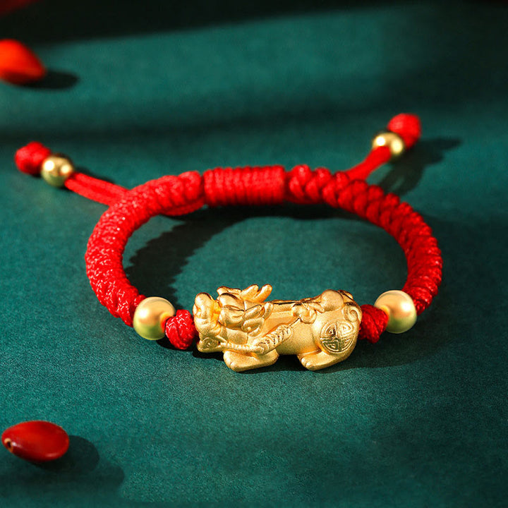 Buddha Stones per bambini in argento sterling 999 PiXiu Wealth King Kong Knot String Braided Kids