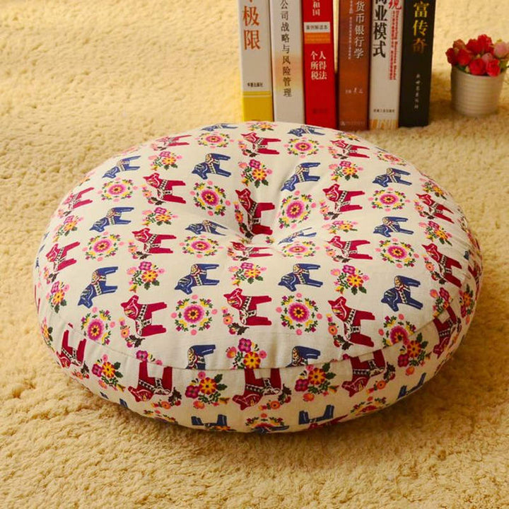 Cuscino per seduta da meditazione in lino con motivo semplice Buddha Stones e loto, decorazione per la casa e il soggiorno