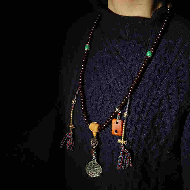 Buddha Stones Tibet 108 Mala Beads Viola Bodhi Seed Bagua Vajra Braccialetto di Auspicio