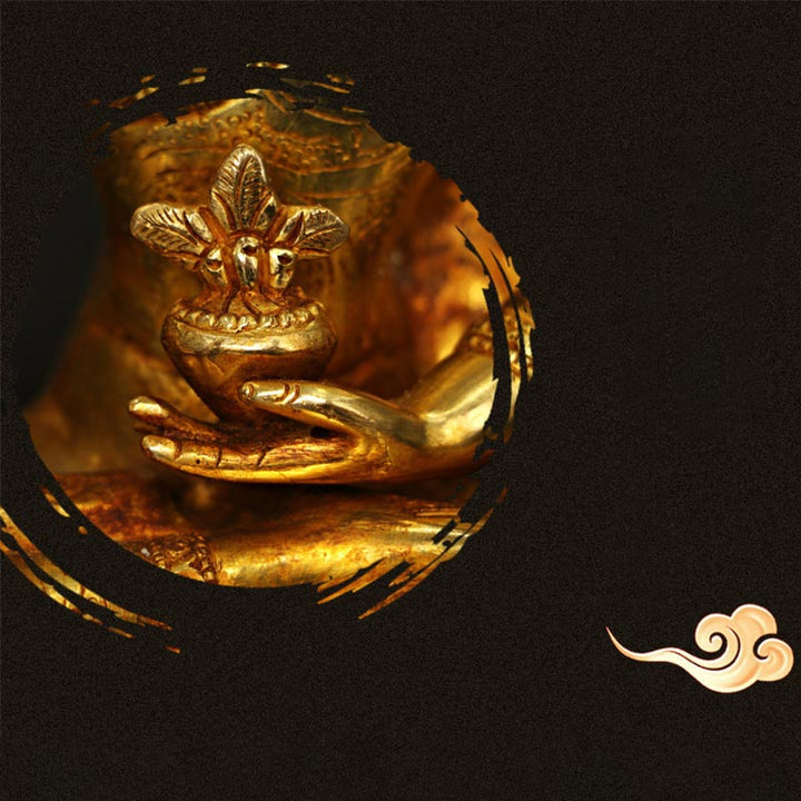 Statua di Buddha Shakyamuni Buddha della medicina Compassione in rame placcato oro Decorazione - image 11