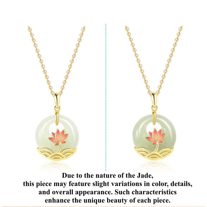 Collana con ciondolo a forma di fiore di loto in giada bianca Hetian, in argento sterling 925, Buddha Stones - image 9