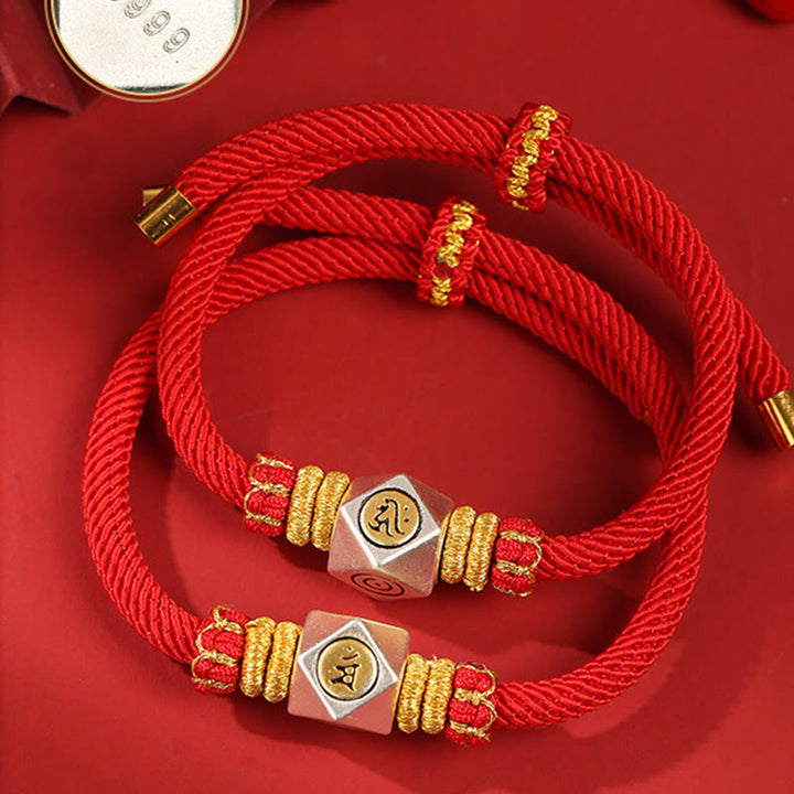 Buddha Stones 999 Argento Sterling Zodiaco Cinese Buddha Natale Corda Rossa Fortuna Forza Braccialetto Fatto a Mano per Bambini
