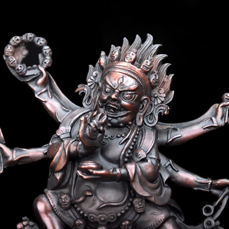 Tibet Mahakala Bodhisattva Figurina Compassione Statua in Rame Decorazione