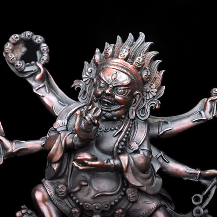 Tibet Mahakala Bodhisattva Figurina Compassione Statua in Rame Decorazione