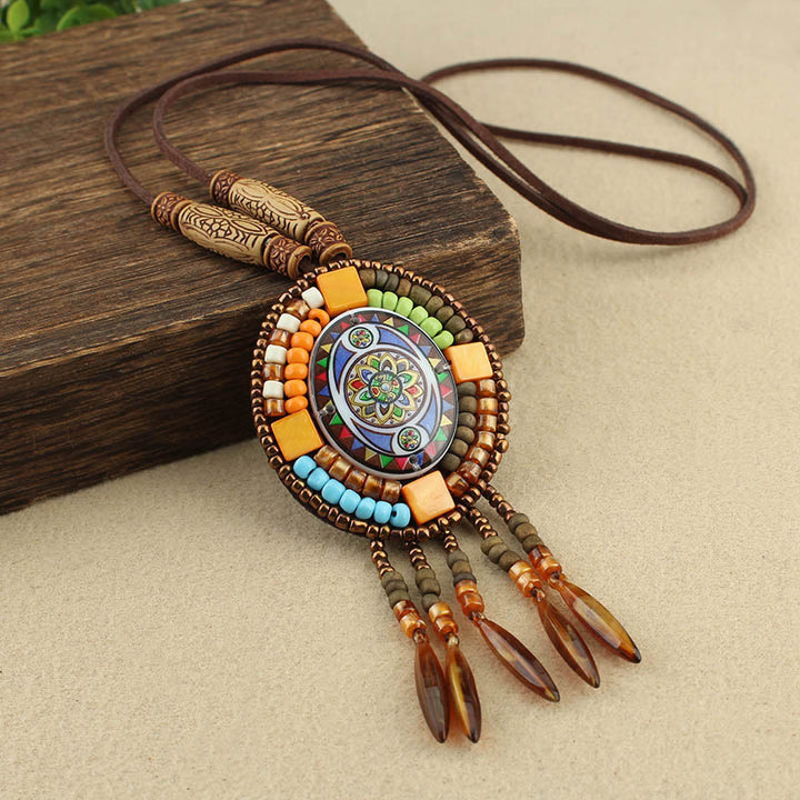 Buddha Stones Mandala Pattern Perline Collana Creatività Ciondolo
