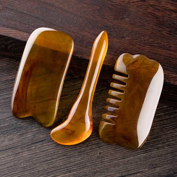 Set di pettini per massaggio completo del corpo e del viso Gua Sha in resina