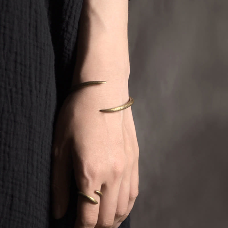 Bracciale regolabile con polsino in rame con design semplice Buddha Stones Luck