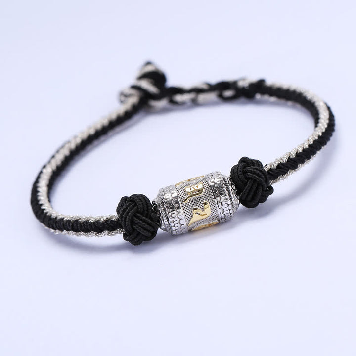 Braccialetto con corda rossa, in argento sterling 925, con ruota di preghiera Om Mani Padme Hum, con Buddha Stones e forza