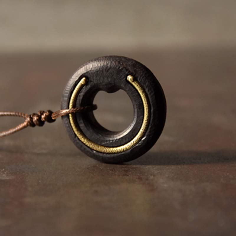 Collana con ciondolo in legno di ebano, cerchio zen, Buddha Stones , pace e calma - image 15