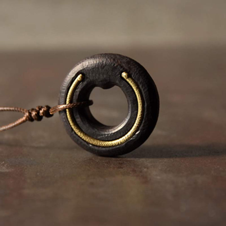 Collana con ciondolo in legno di ebano, cerchio zen, Buddha Stones , pace e calma - image 15
