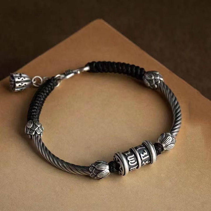 Bracciale intrecciato Buddha Stones Om Mani Padme Hum Lotus Peace