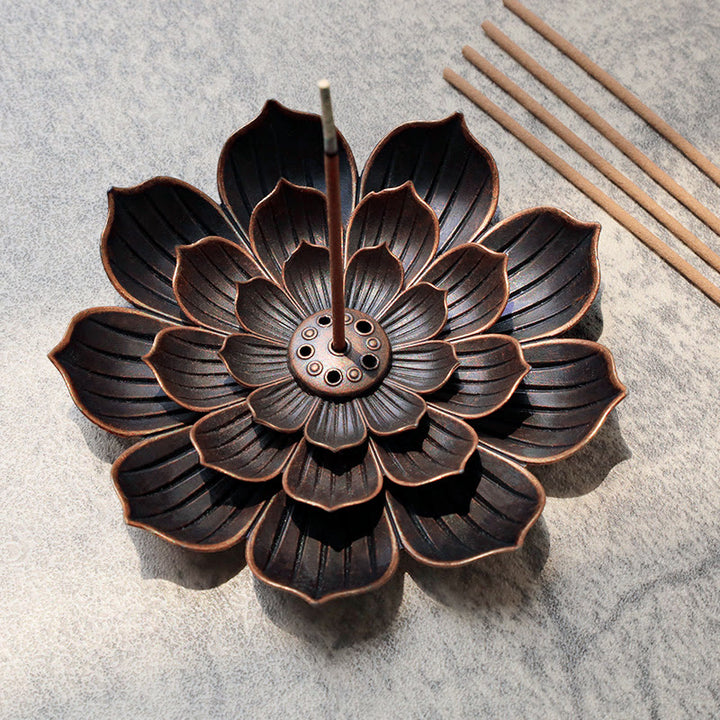 Buddha Stones Bruciatore di incenso creativo a sei fori di loto