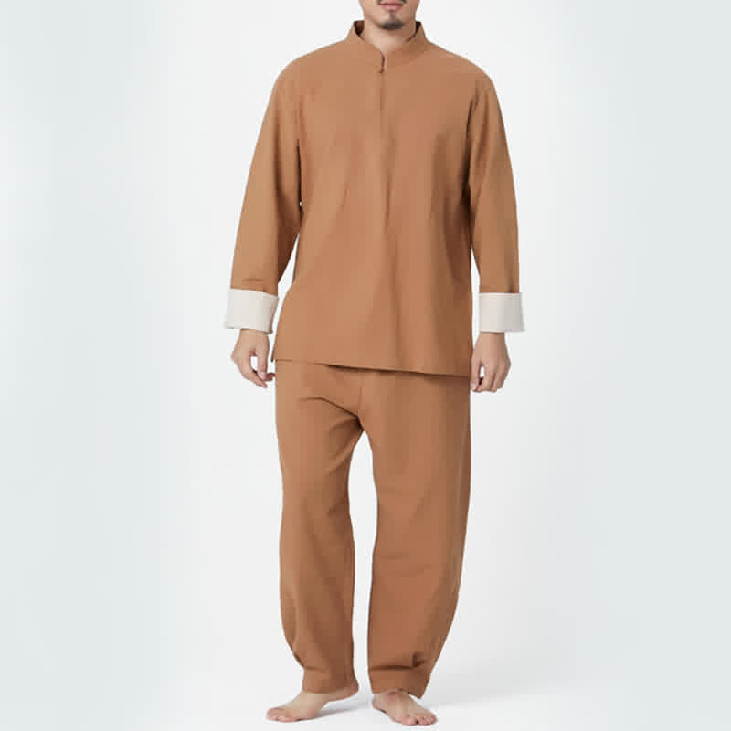 Buddha Stones Spirituale Zen Meditazione Yoga Preghiera Pratica Cotone Lino Abbigliamento Uomo Set