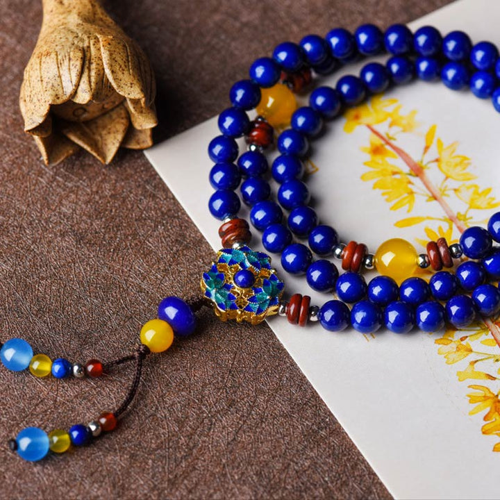 Braccialetto positivo Buddha Stones Lazurite Yellow Agate
