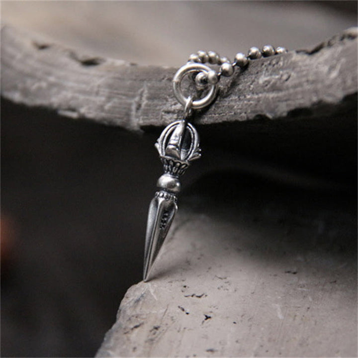 Buddha Stones 925 Sterling Silver Dorje Vajra Spiritual Power Forza Collana Pendente