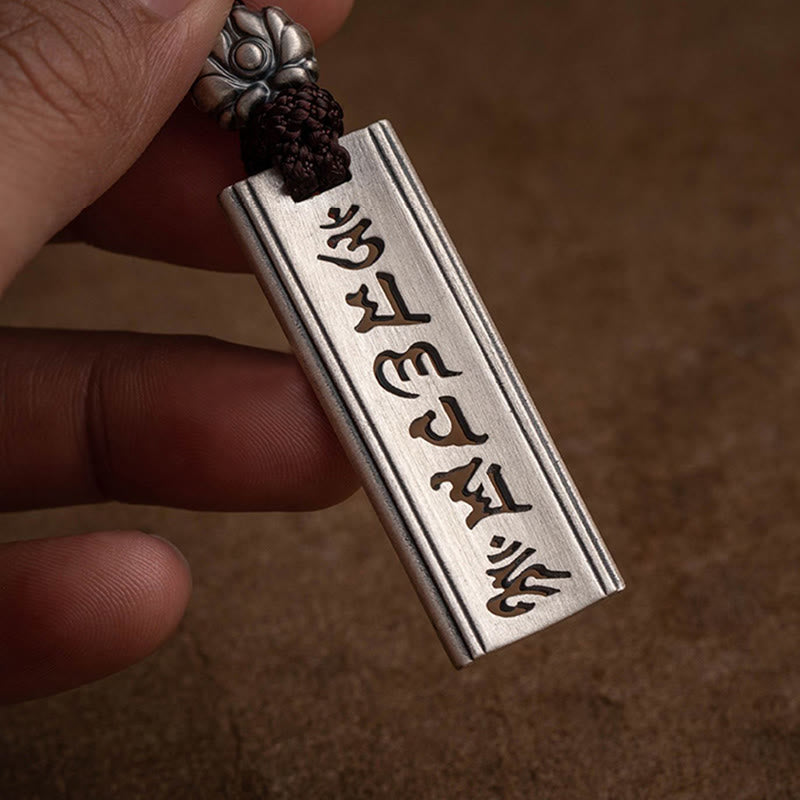 Collana con ciondolo in argento sterling 999 con Buddha Stones, Om Mani Padme Hum, inciso con loto e saggezza - image 11