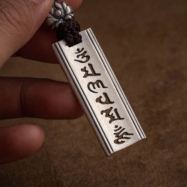 Collana con ciondolo in argento sterling 999 con Buddha Stones, Om Mani Padme Hum, inciso con loto e saggezza - image 11