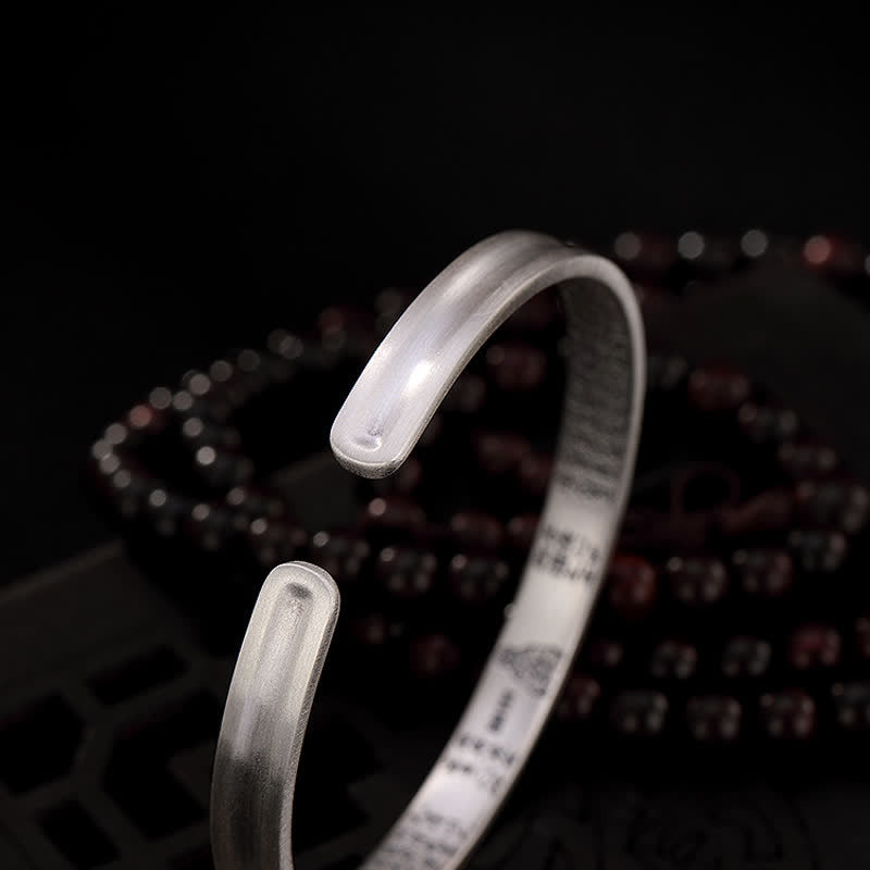 Buddha Stones 999 Sterling Silver Sei Vere Parole Cuore Sutra Protezione Bracciale Braccialetto