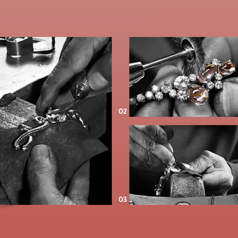 Buddha Stones con ciondolo a forma di catena con drago dorato di buon auspicio, in argento sterling 925, anno del drago